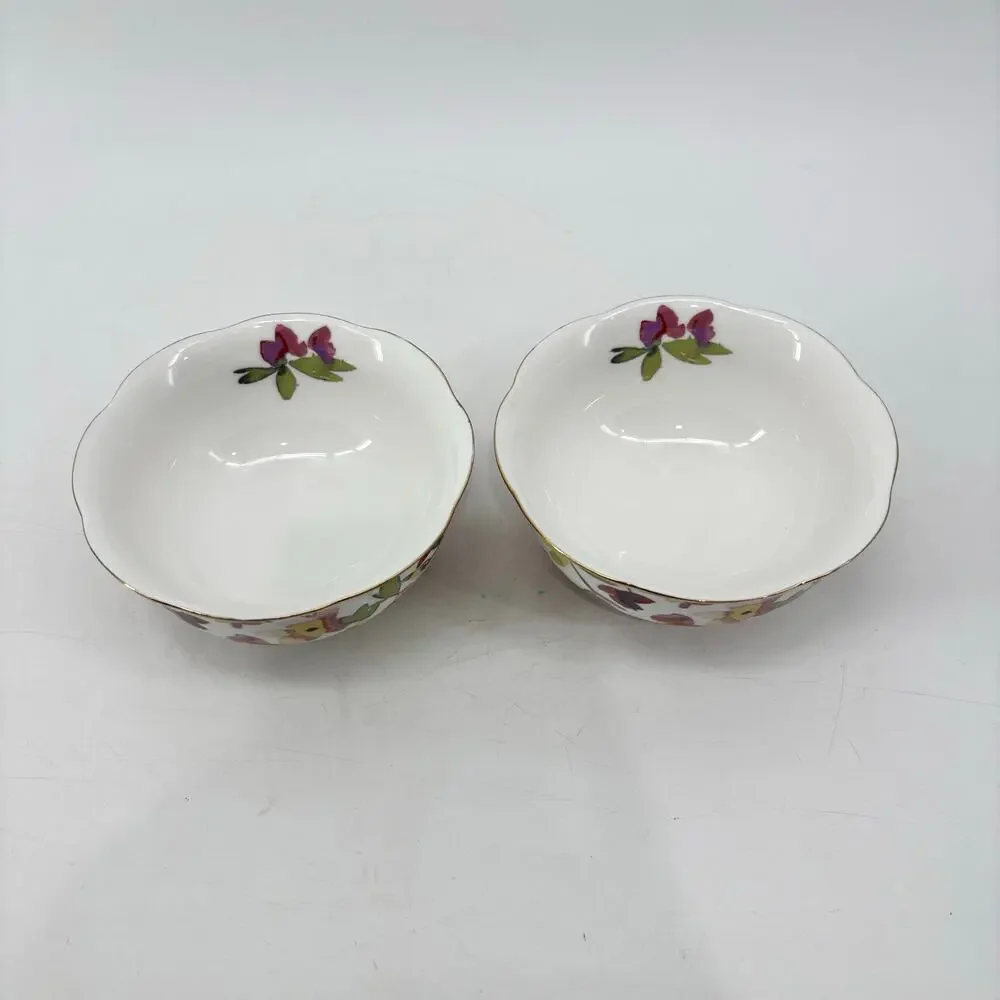 Gracie China Small Soup Bowl Floral Porcelain Bowls Gold Trip Scalloped